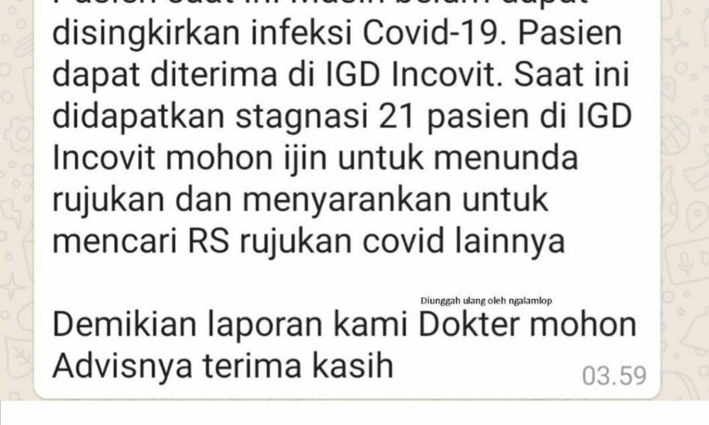 Penjelasan RSSA Soal Kabar Ruang Incovid Penuh