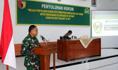 Kodim 0833 Kota Malang Gelar Penyuluhan Hukum Untuk Anggota TNI