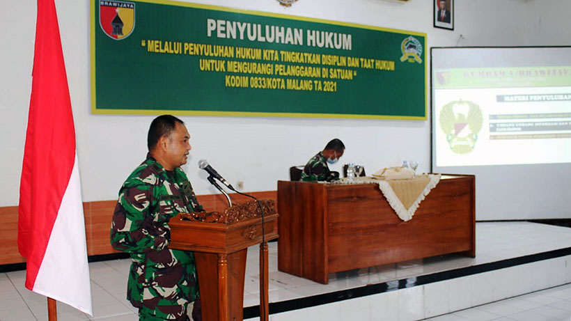 Kodim 0833 Kota Malang Gelar Penyuluhan Hukum Untuk Anggota TNI