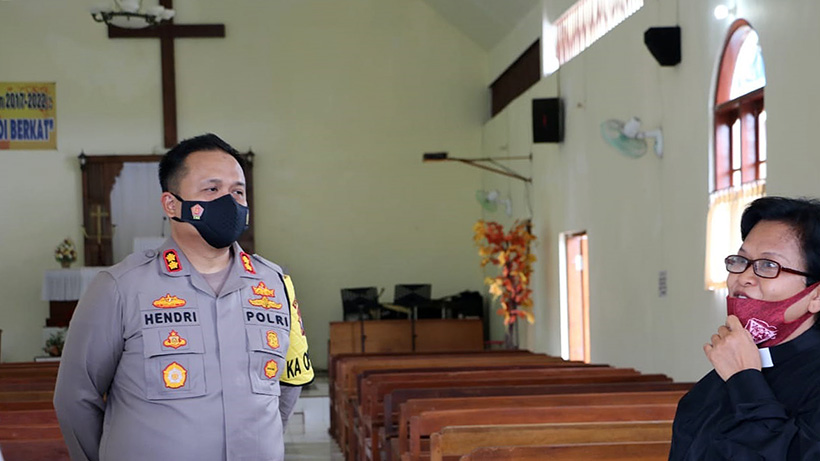 Tinjau Gereja, Kapolres Malang Pastikan Ibadah Jumat Agung Aman
