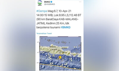 Gempa Di Malang Berkekuatan 6,7 SR, Jatim Ikut Rasakan Getarannya