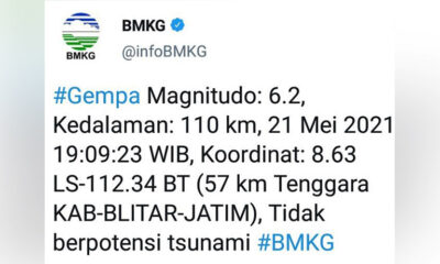 Gempa Kembali Guncang Malang, Tapi Pusatnya Di Blitar, 6.2 SR