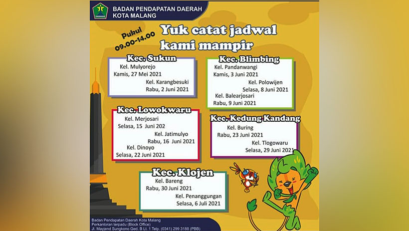 Bapenda Kota Malang Goes To Kelurahan, Jadwal Perdana Mulyorejo