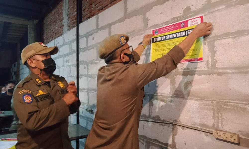 5 Kafe di Kota Malang Disegel Satpol PP