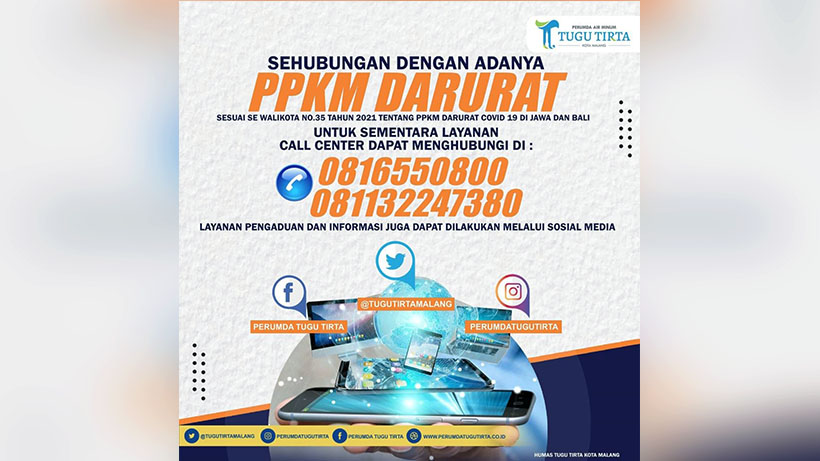 Pengaduan Air Kota Malang Di PPKM Darurat, Catat Teleponnya