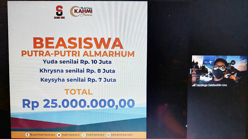 Bantu Yatim Korban Covid-19, Sandiaga Uno Beri Beasiswa Rp 25 Juta