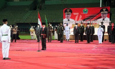 Paskibra Kota Malang Jalani Pengukuhan Di Stadion Gajayana