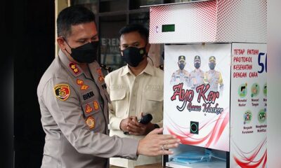 Dispenser Masker Polresta Malang Kota, Pertama Di Indonesia