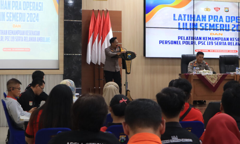 Polres Malang menggelar Latihan Pra Operasi (Latpraops) Lilin Semeru 2024 di aula Mapolres Malang (istimewa)