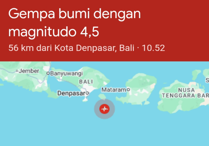 Gempa Magnitudo 4,8 Guncang Kuta Selatan, Bali Hari Ini – Tidak Berpotensi Tsunami
