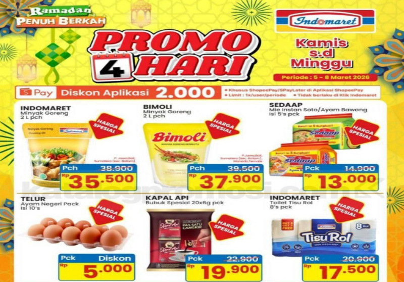 Promo JSM Indomaret Hari Ini Jumat 6 Maret 2026: Minyak Goreng & Biskuit Kaleng Diskon 45%!
